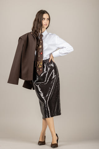 TENSIONE IN - W25GA21 - GONNA LONGUETTE CON PAILLETTES