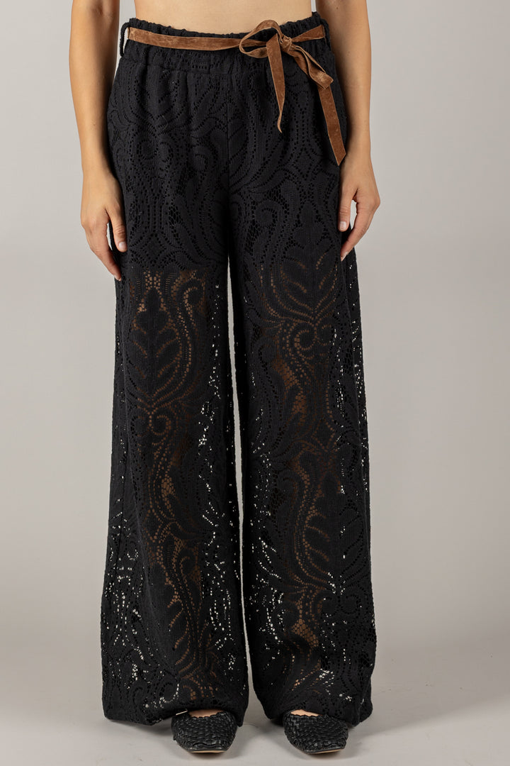 TENSIONE IN - S25PE35 - PANTALONE PALAZZO CROCHET