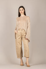 VICOLO - 3AB3026 - MAGLIA IN FETTUCCIA BEIGE