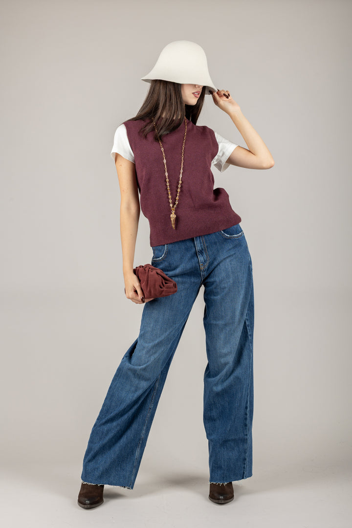 TENSIONE IN - 570302 - GILET IN MAGLIA GIROCOLLO