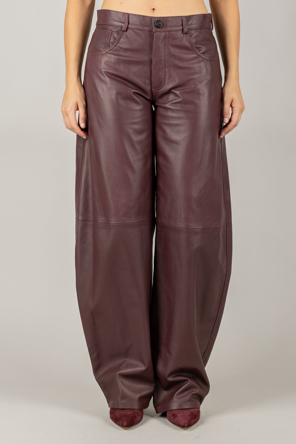 VICOLO - TF0315 - PANTALONE BARREL VERA PELLE