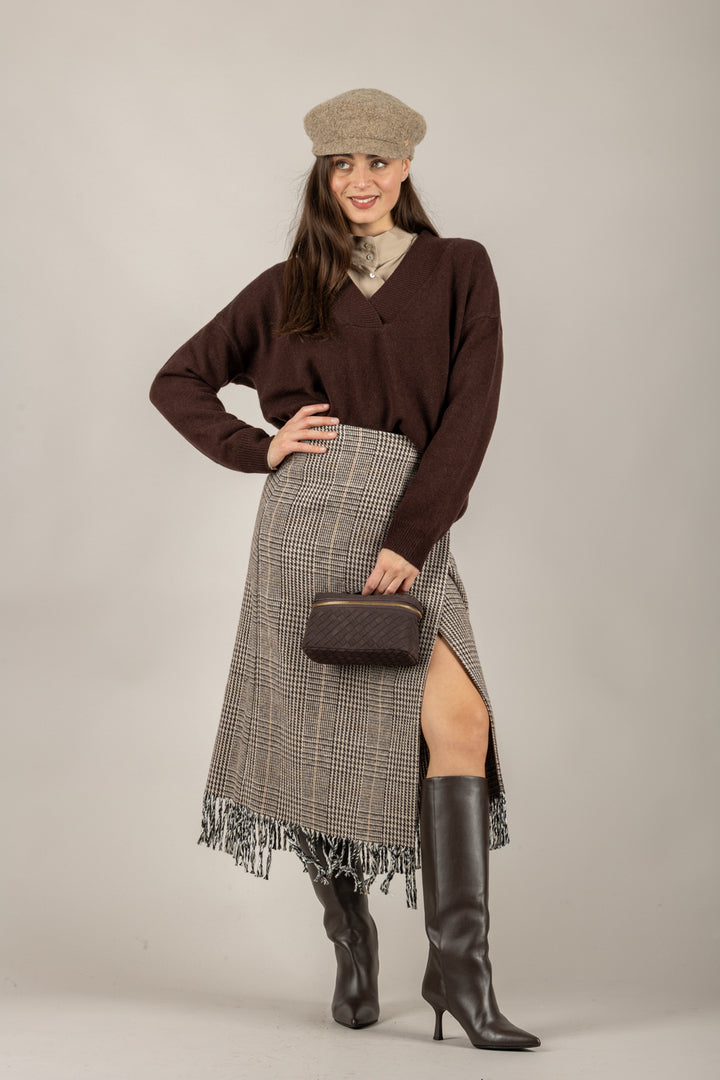 TENSIONE IN - WL785AI25 - MAGLIA SCOLLO A V IN LANA