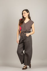 VICOLO - 2AB2116 - MAGLIA SMANICATA MORO FUCSIA ARANCIO