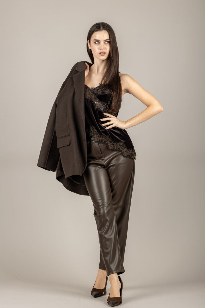 IMPERIAL - R9990023U - TOP ASIMMETRICO IN CINIGLIA CON PIZZO