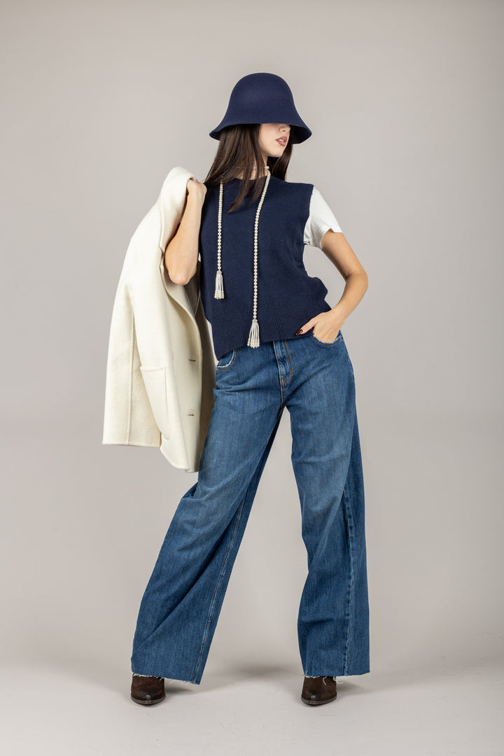 TENSIONE IN - 570302 - GILET IN MAGLIA GIROCOLLO
