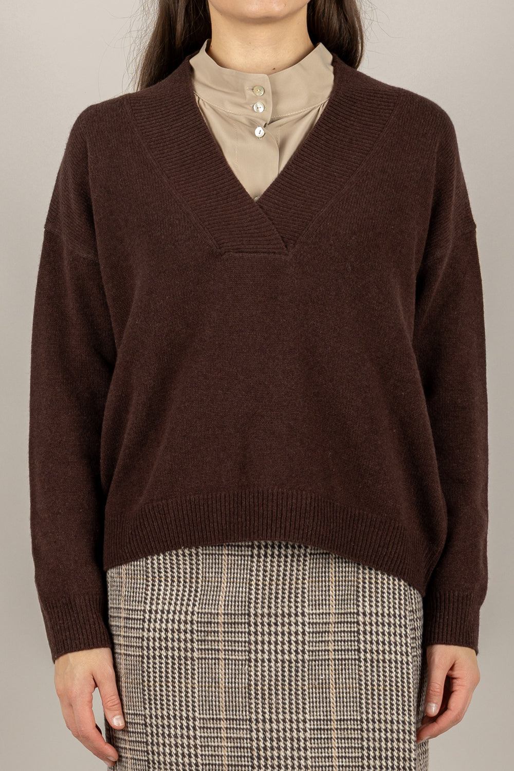 TENSIONE IN - WL785AI25 - MAGLIA SCOLLO A V IN LANA