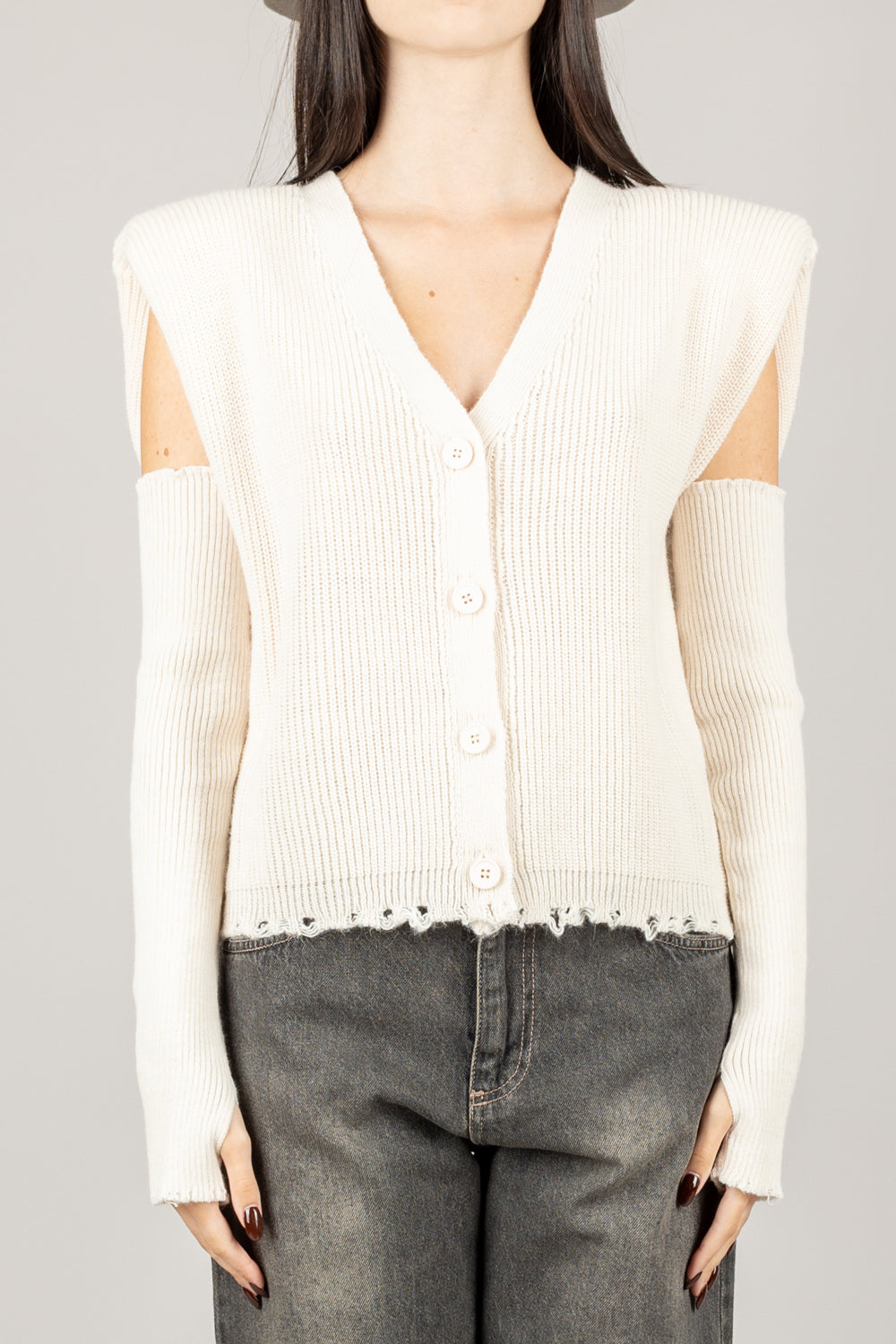 HAVEONE - LFP-P015 - GILET CARDIGAN CON MANICOTTI
