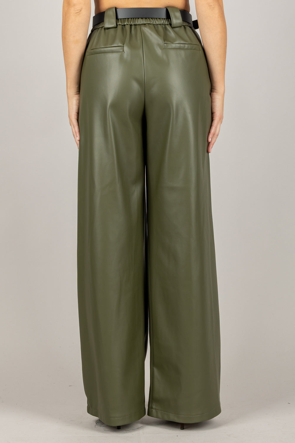 TENSIONE IN - 26P1054 - PANTALONE ECOPELLE CON CINTA