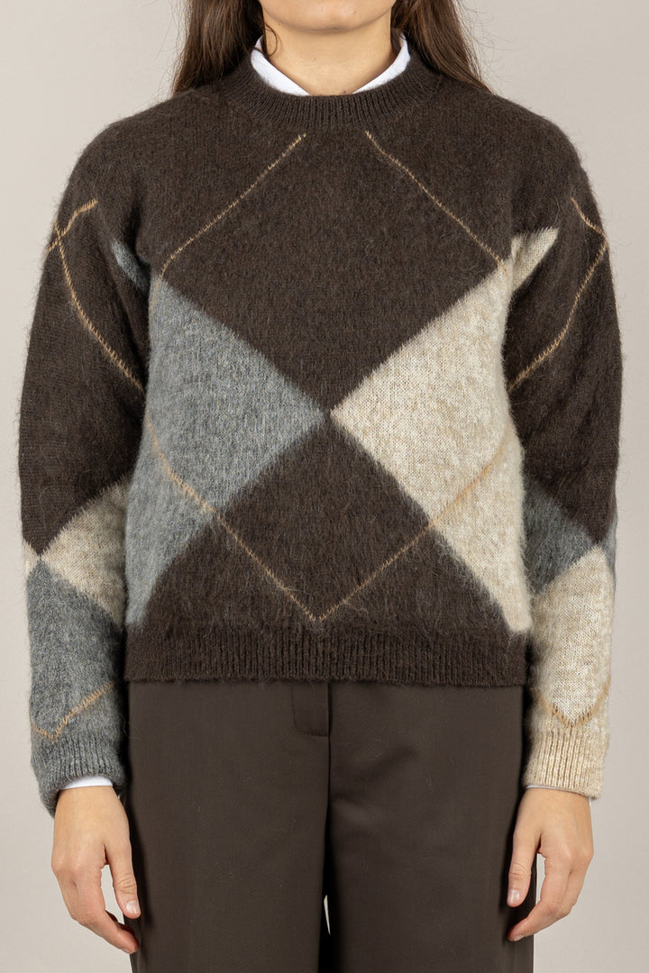 TENSIONE IN - D82028 - MAGLIA ROMBI GIROCOLLO