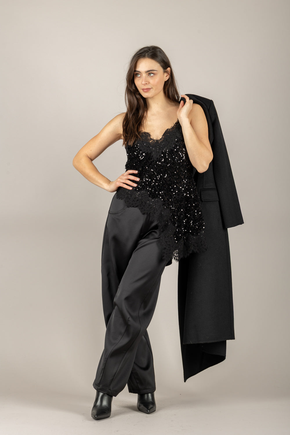 TENSIONE IN - W25TC78 - TOP ASIMMETRICO CINIGLIA PAILLETTES