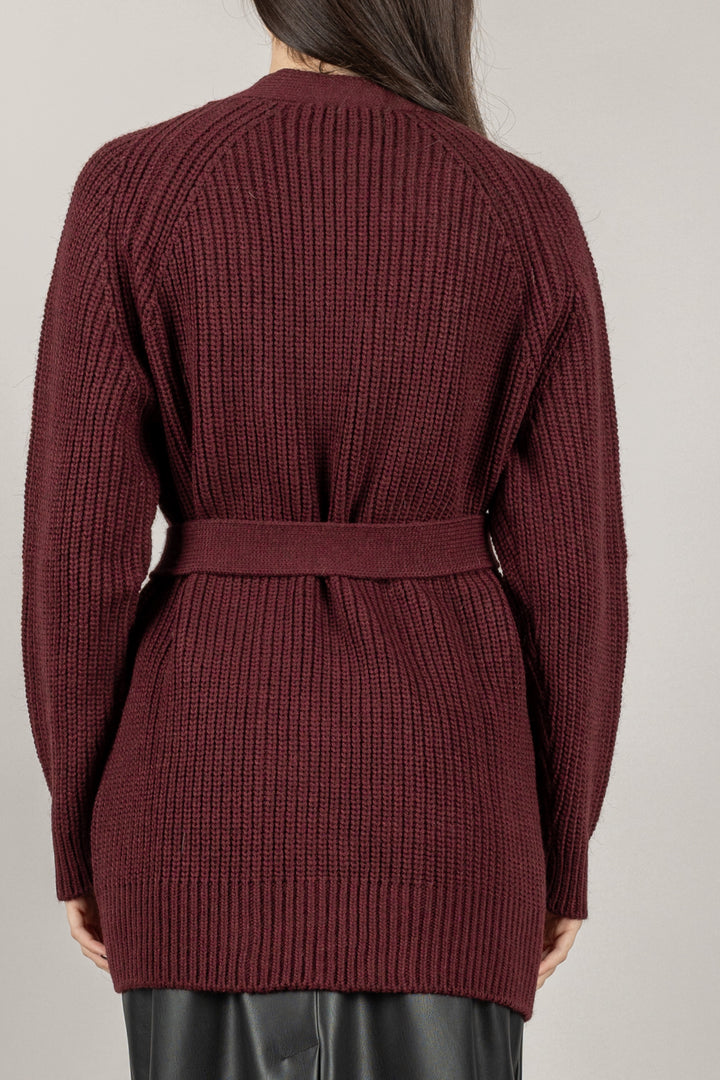 VICOLO - 55118F - CARDIGAN CON APPLICAZIONI GIOIELLO E CINTA