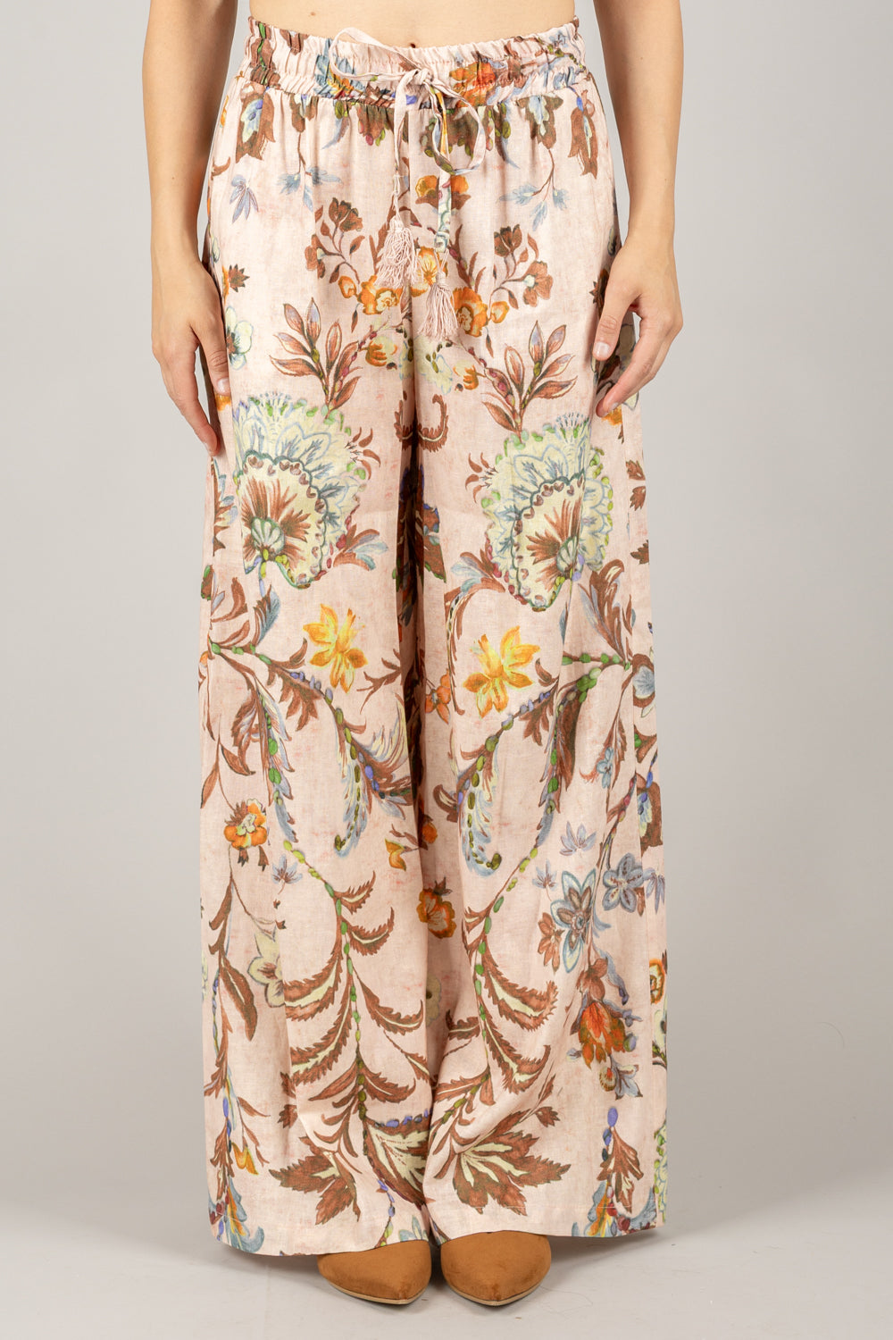 TENSIONE IN - S25PG93 - PANTALONE PALAZZO FLOREALE