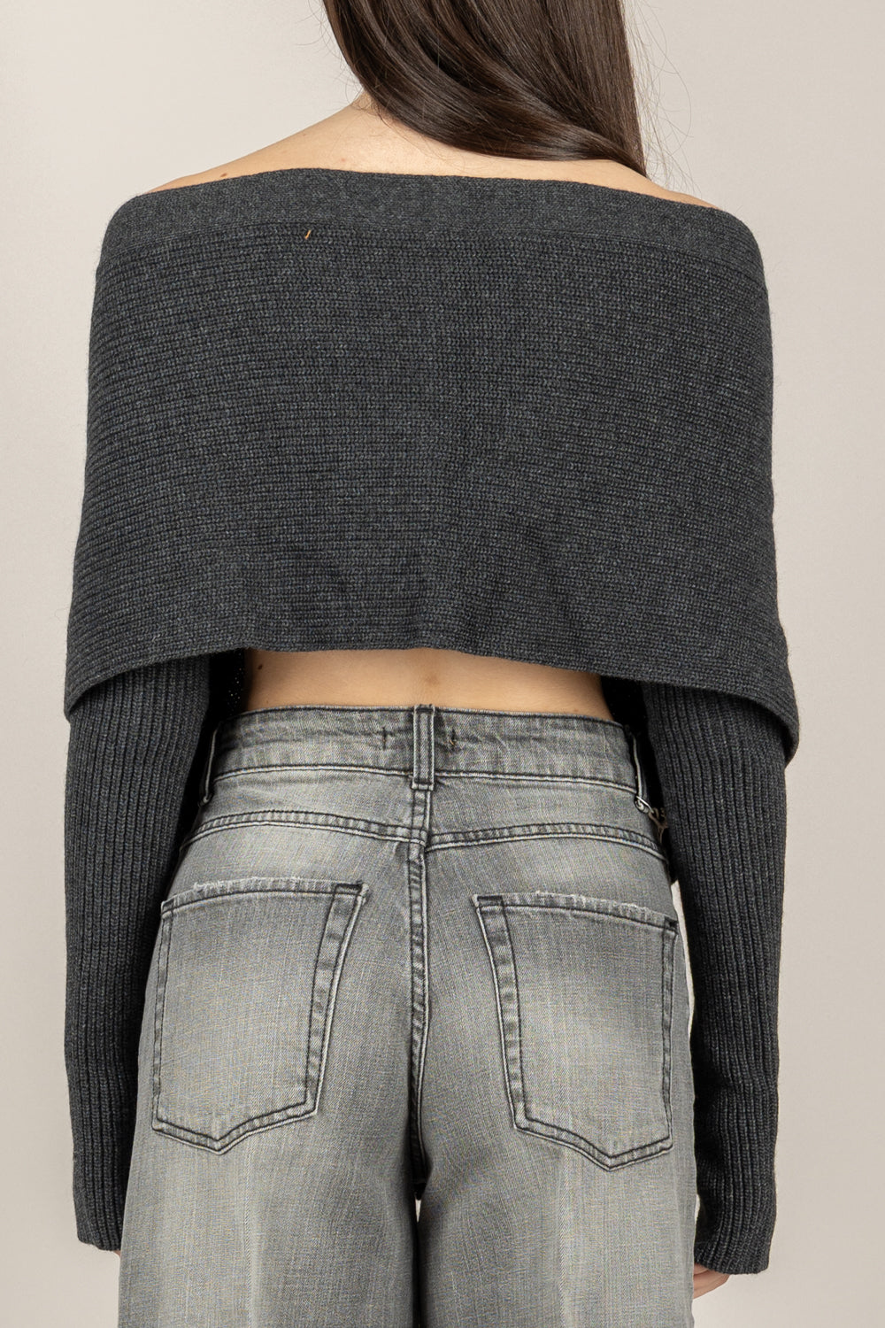 VICOLO - 77353F - CARDIGAN GILET SCOLLO SCHIENA CON MANICOTTI