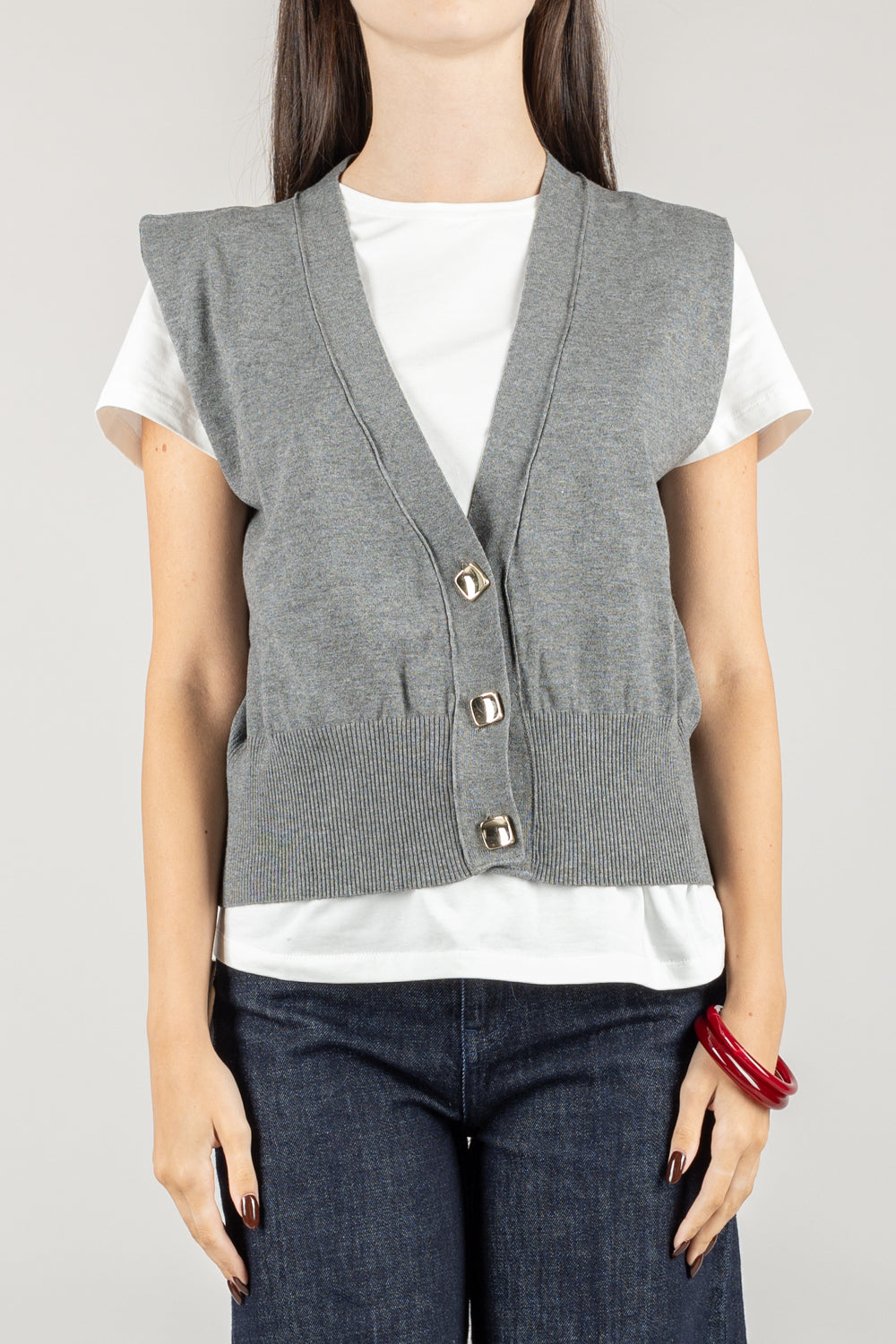 KONTATTO - 3M0945C - GILET CON BOTTONI ORO