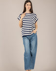 VICOLO - UAB0349 - T-SHIRT A RIGHE NATURLE/BLU