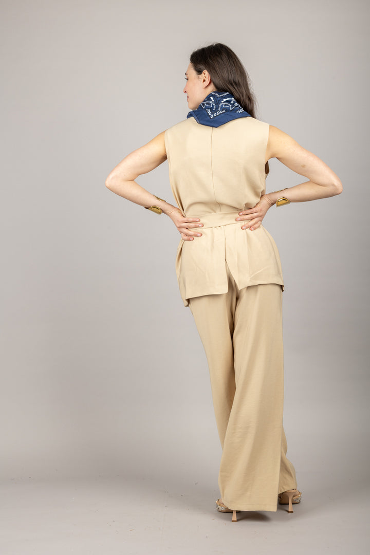 TENSIONE IN - 25P7195 - PANTALONE PALAZZO CON PINCES E BANDA
