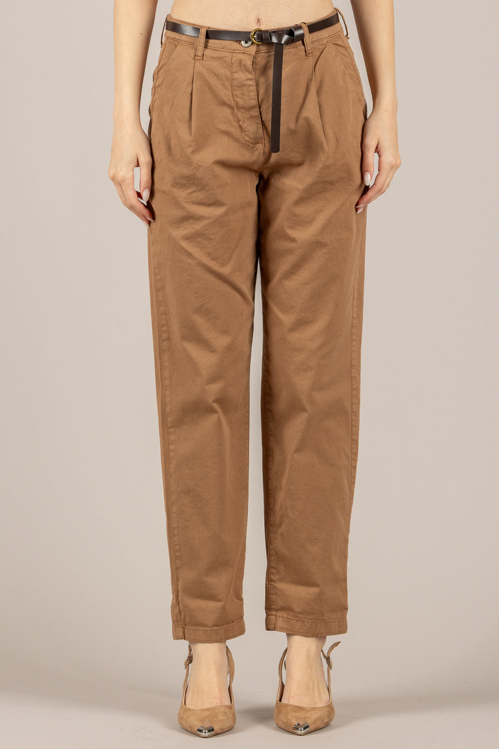 DIXIE - P881A239 - PANTALONE A SIGARETTA CON CINTA CAMEL