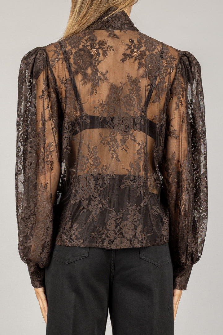 TENSIONE IN - FW250009 - BLUSA IN PIZZO CON FIOCCO