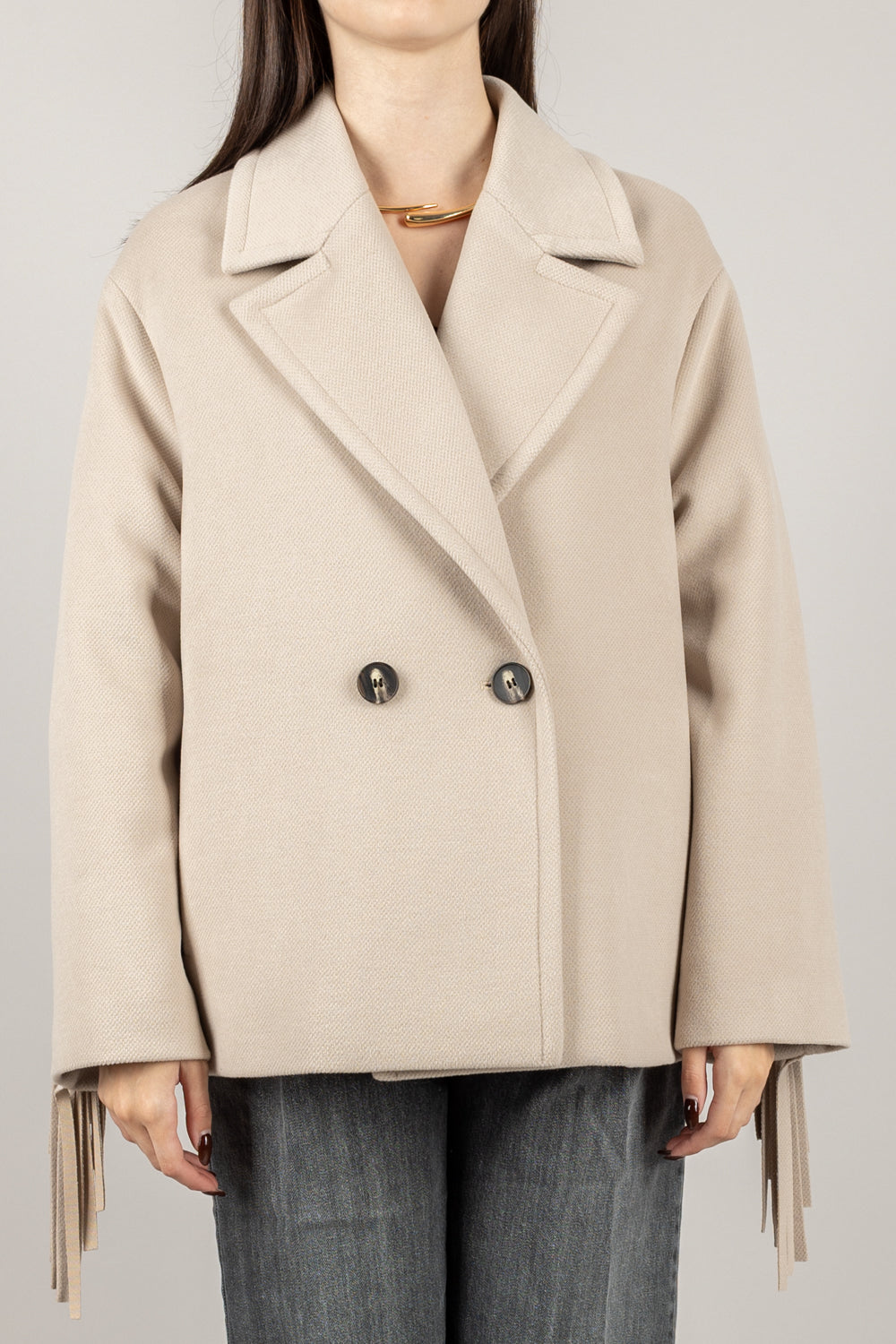 VICOLO - TF1556 - CAPPOTTO CORTO FRANGE