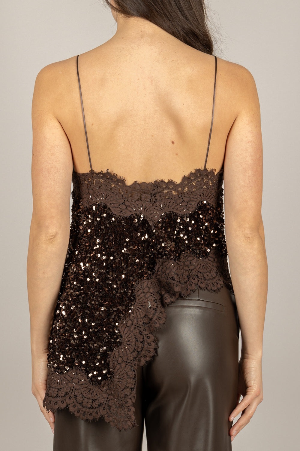 TENSIONE IN - W25TC78 - TOP ASIMMETRICO CINIGLIA PAILLETTES