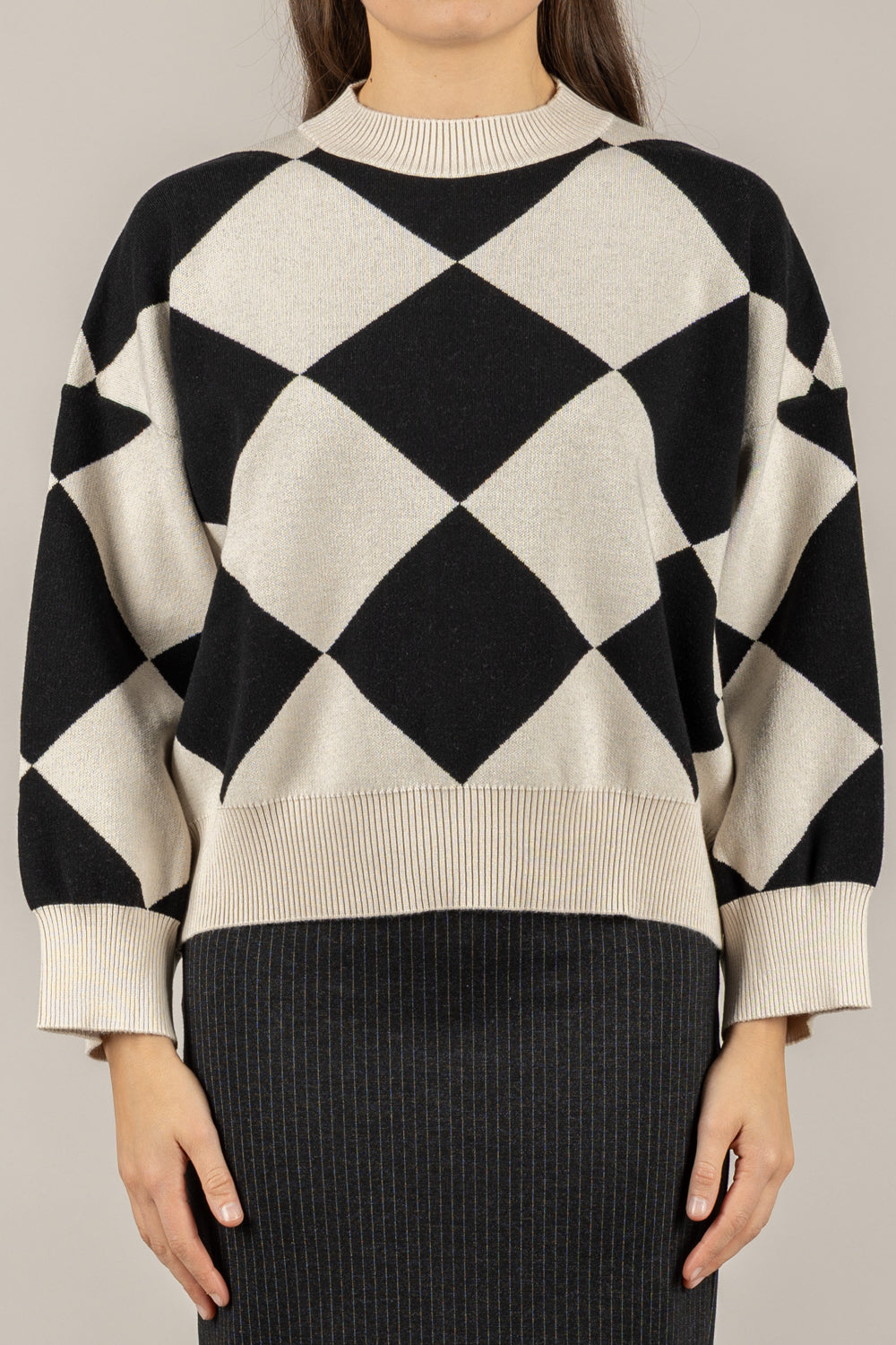 VICOLO - 22229F - MAGLIA CON ROMBI GIROCOLLO