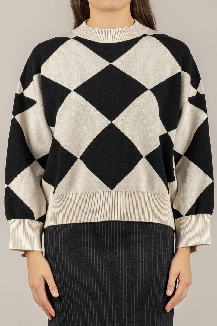 VICOLO - 22229F - MAGLIA CON ROMBI GIROCOLLO