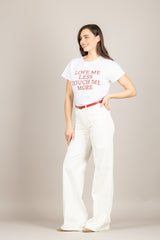TENSIONE IN - 26M3978 - T-SHIRT LOVE ME LESS TOUCH ME MORE  BIANCO