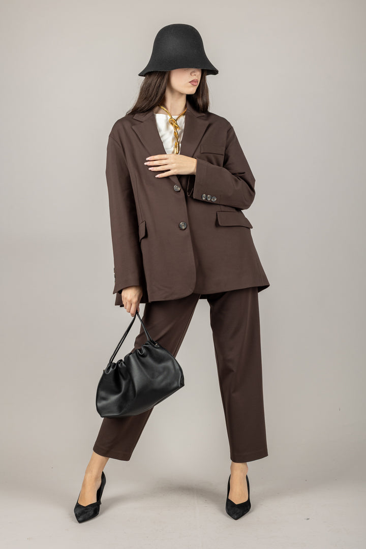 TENSIONE IN - 26P1202 - PANTALONE CARROT IN PUNTO MILANO CON CINTA