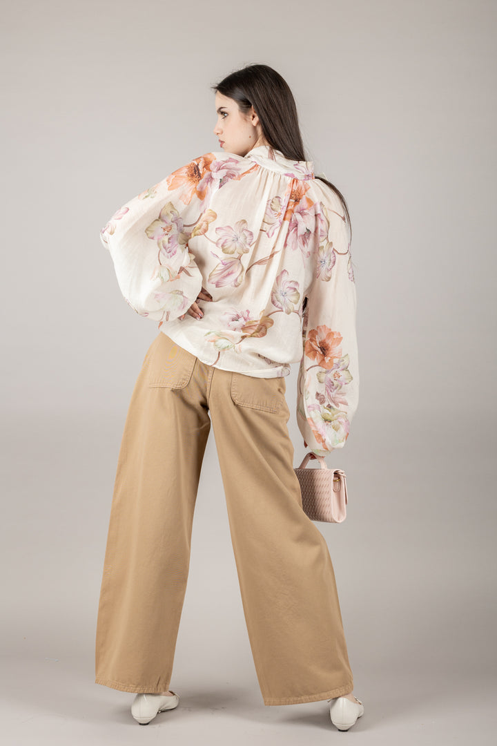 VICOLO - TD1928 - BLUSA CON FIOCCO FLOREALE