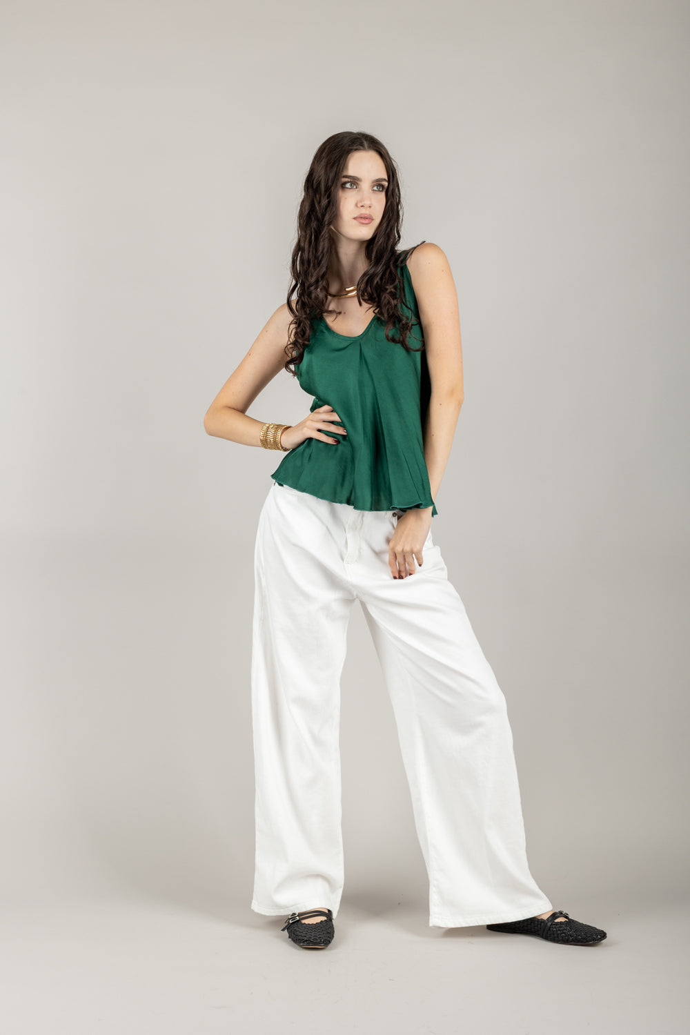 TENSIONE IN - C914T05Q - TOP SATIN SCOLLO V SCHIENA