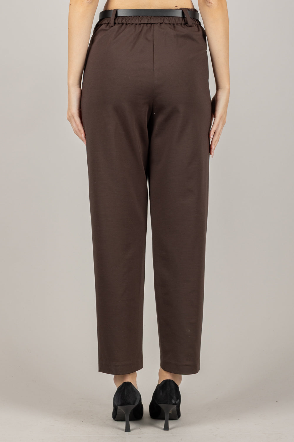 TENSIONE IN - 26P1202 - PANTALONE CARROT IN PUNTO MILANO CON CINTA