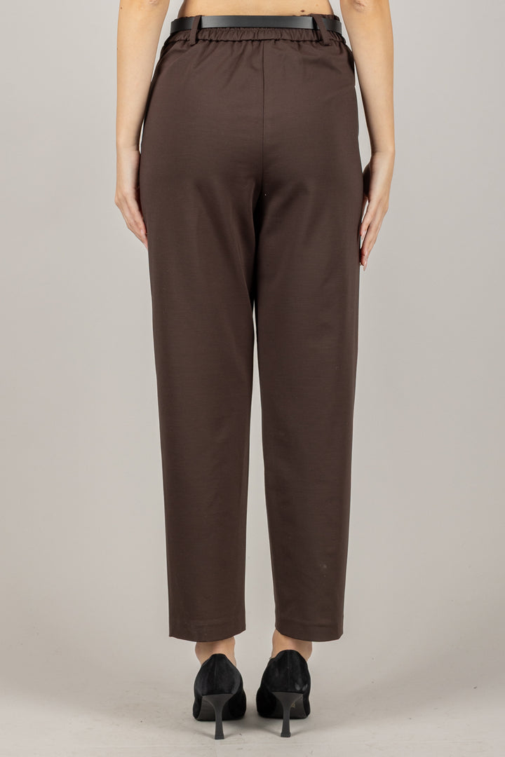 TENSIONE IN - 26P1202 - PANTALONE CARROT IN PUNTO MILANO CON CINTA