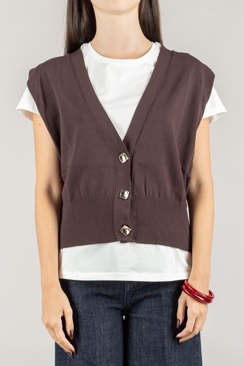 KONTATTO - 3M0945C - GILET CON BOTTONI ORO