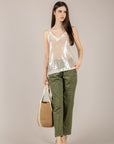 DIXIE - P881A239 - PANTALONE A SIGARETTA CON CINTA ARMY
