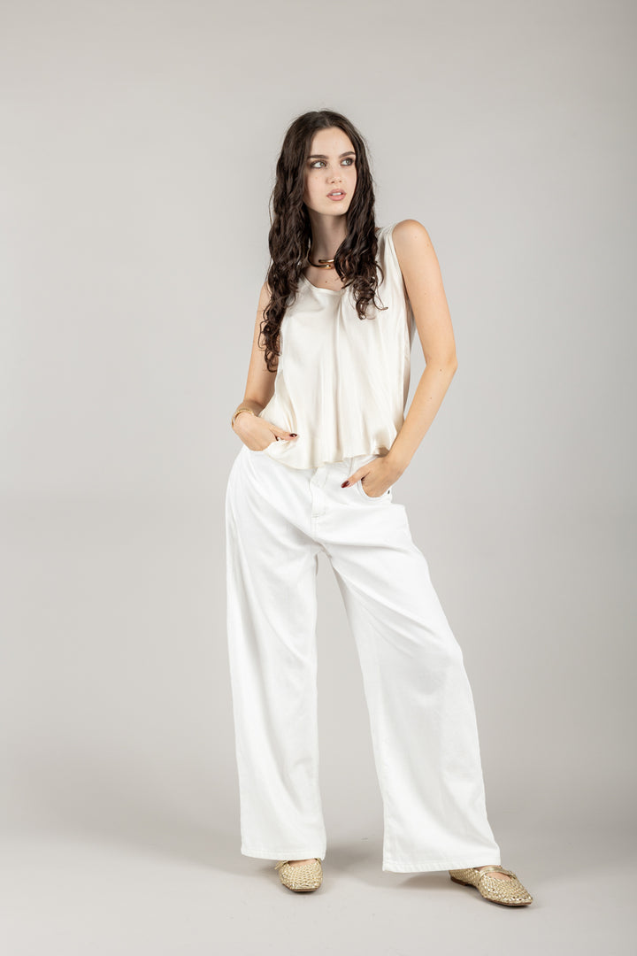 TENSIONE IN - C914T05Q - TOP SATIN SCOLLO V SCHIENA