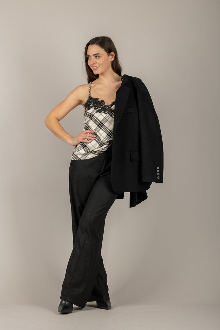 DIXIE - R648Y020 - TOP CHECK CON DETTAGLIO RICAMATO