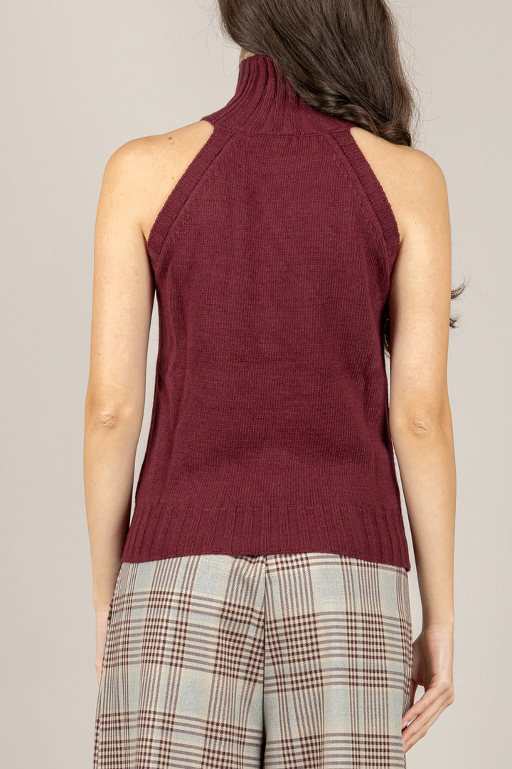 VICOLO - 77103F - CANOTTA COLLO ALTO A COSTINE