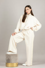 TENSIONE IN - 26M3994 - FELPA CON STRISCE LATERALI AVORIO