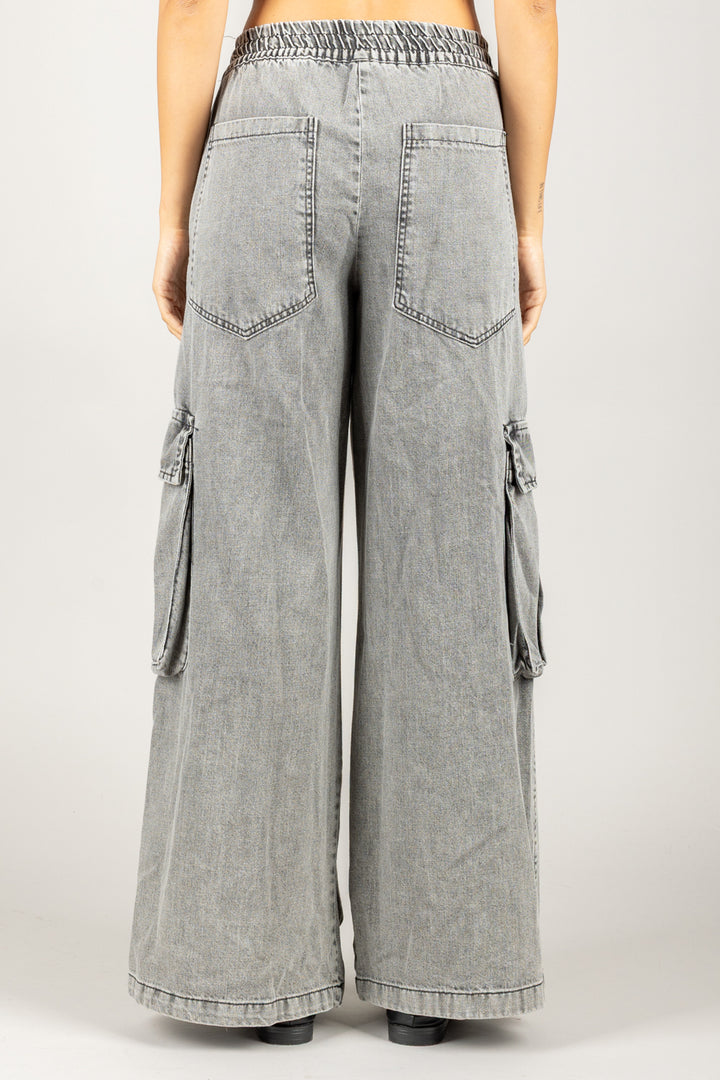 TENSIONE IN - W25P464 - PANTALONE CARGO CON COULISSE