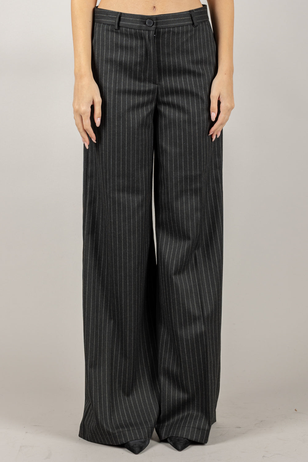 VICOLO - TF1708 - PANTALONE GESSATO A PALAZZO