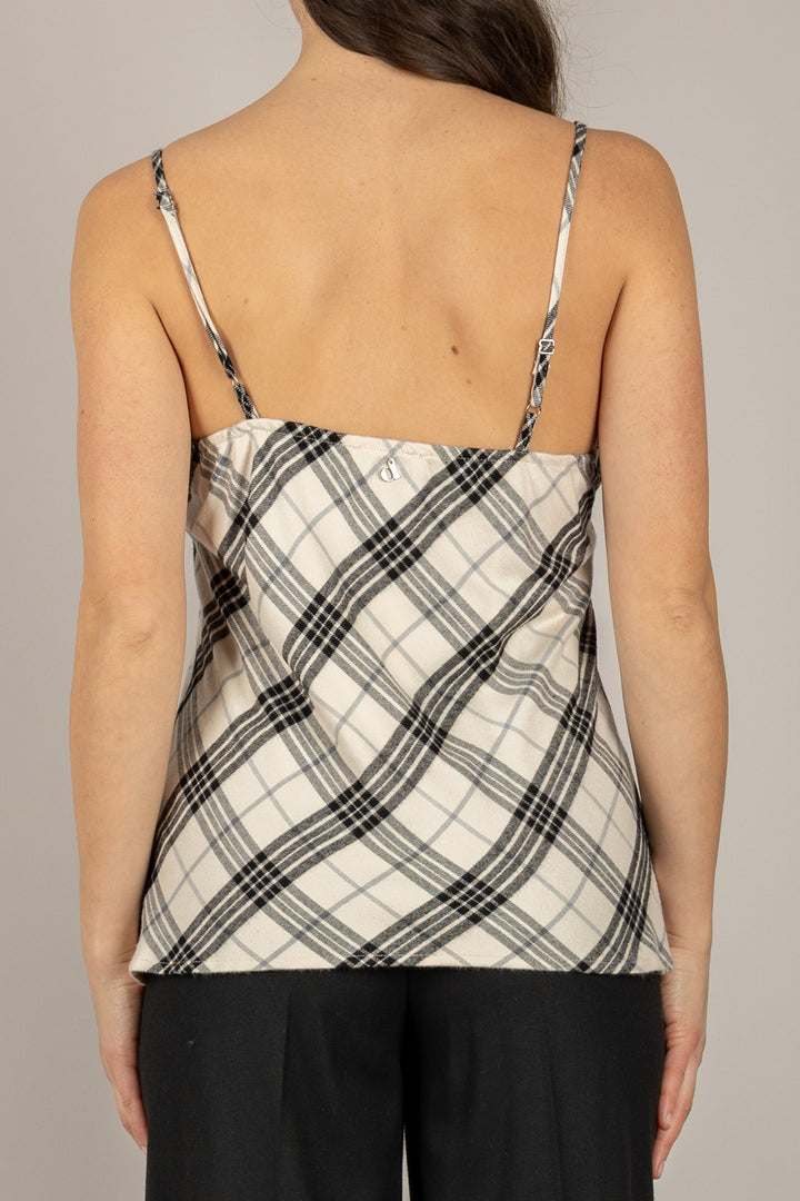 DIXIE - R648Y020 - TOP CHECK CON DETTAGLIO RICAMATO