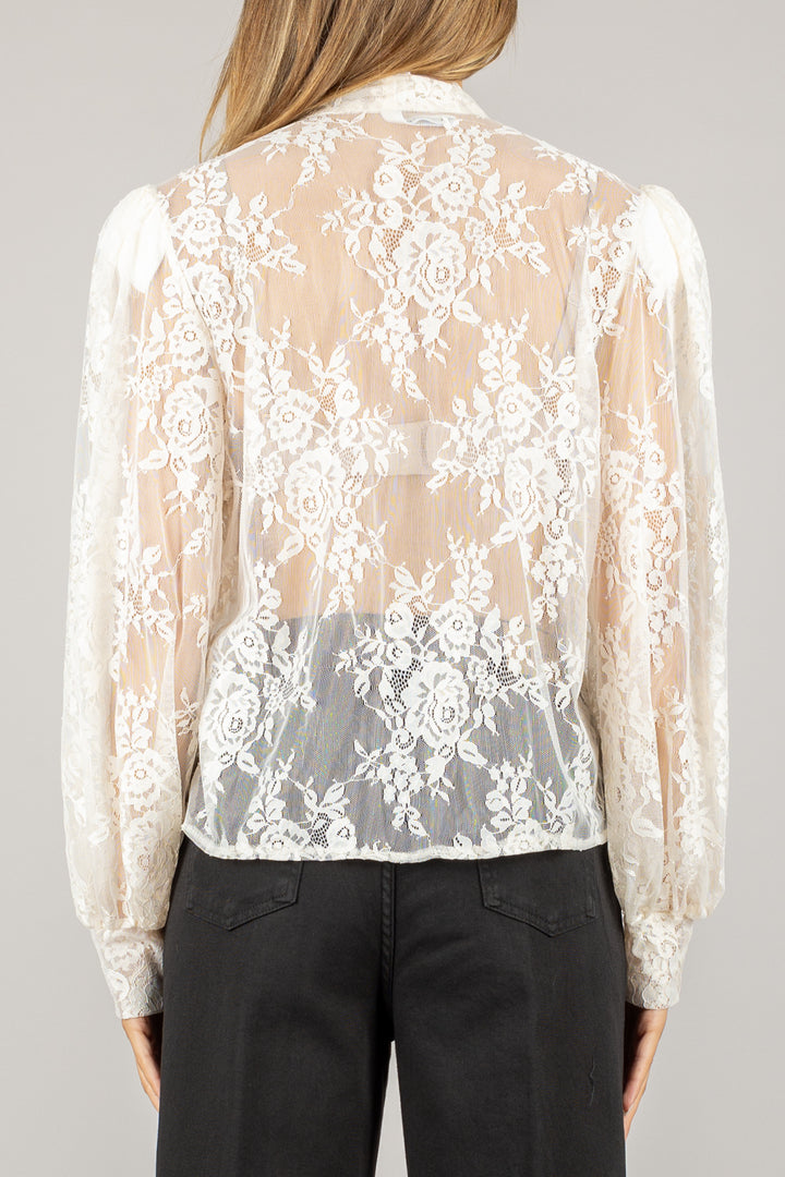 TENSIONE IN - FW250009 - BLUSA IN PIZZO CON FIOCCO