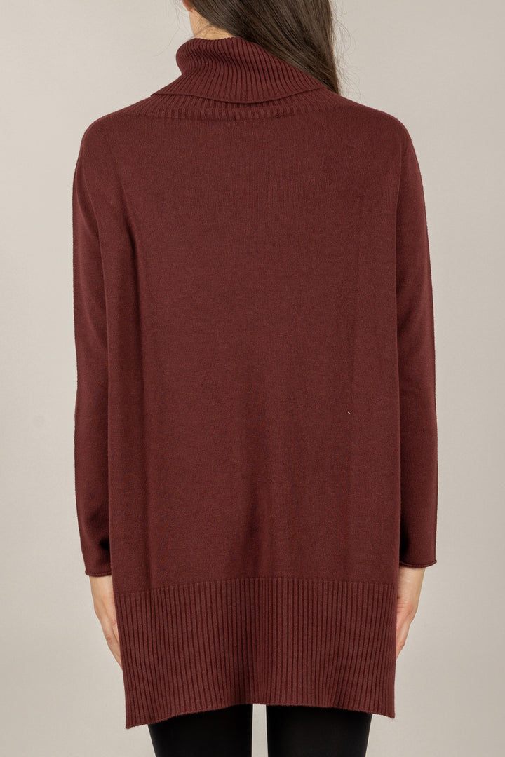 VICOLO - 77340F - MAGLIA LUNGA COLLO ALTO CON SPACCHETTI