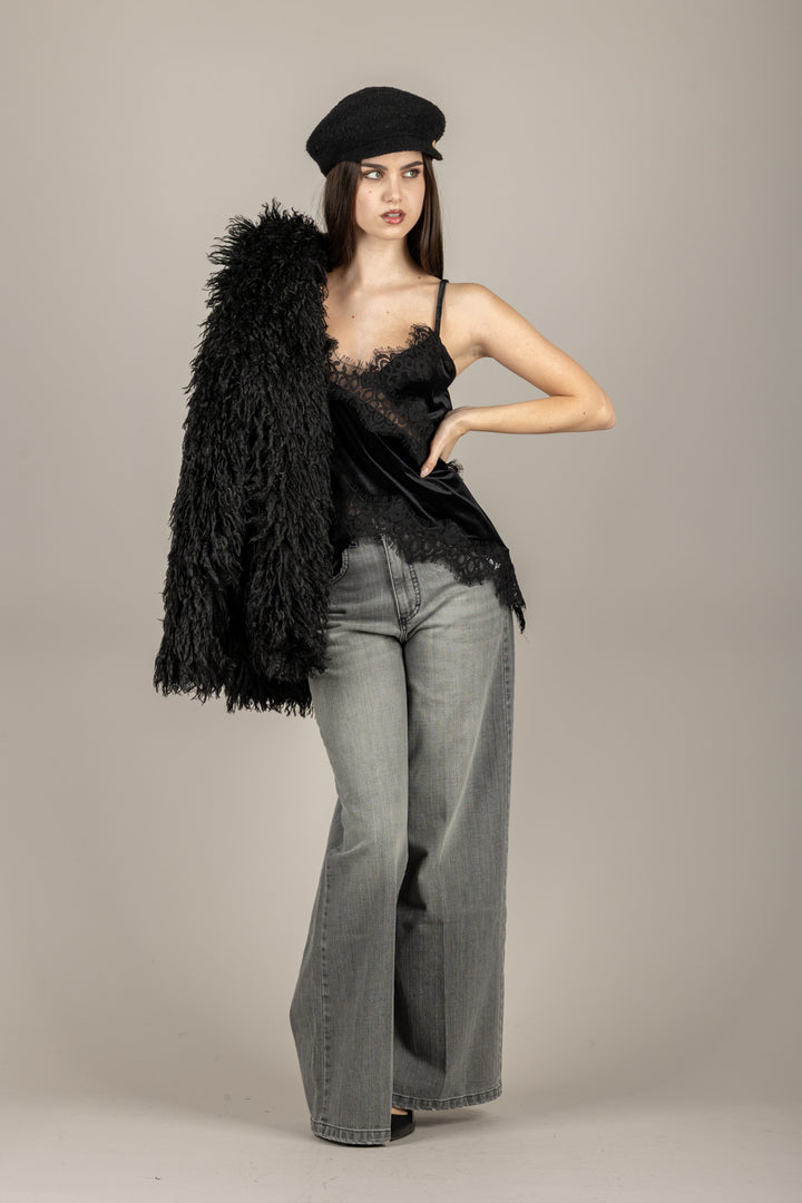 IMPERIAL - R9990023U - TOP ASIMMETRICO IN CINIGLIA CON PIZZO