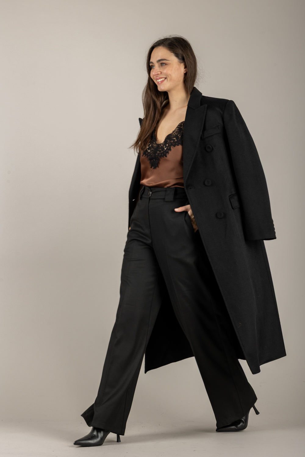 TENSIONE IN - 37634 - TOP SATIN CON PIZZO