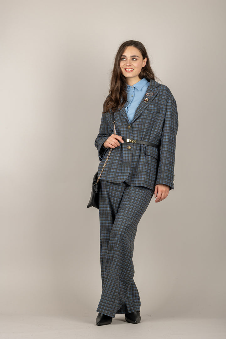 TENSIONE IN - 26P1344 - PANTALONE VICHY GAMBA DRITTA