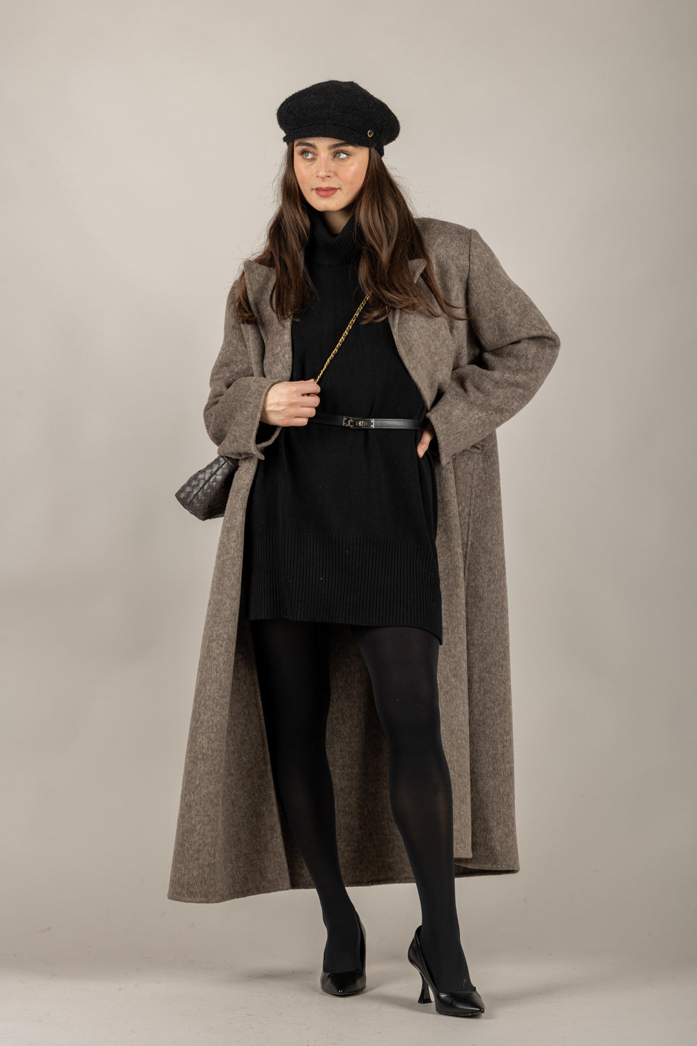 VICOLO - 77340F - MAGLIA LUNGA COLLO ALTO CON SPACCHETTI