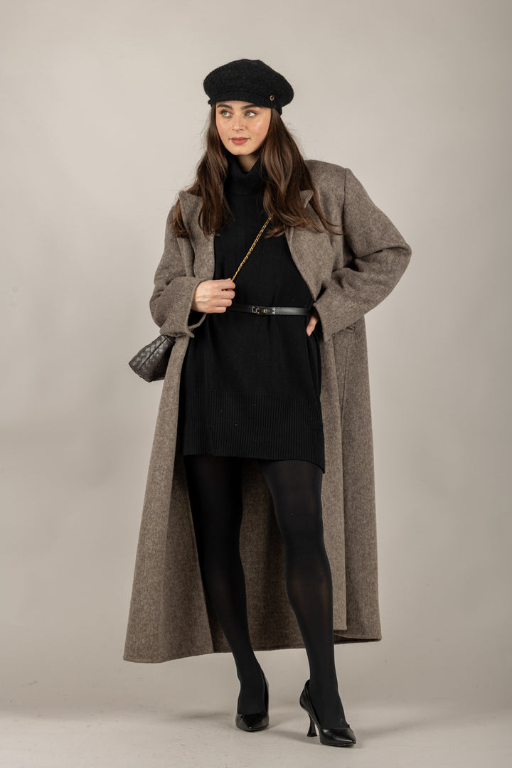 VICOLO - 77340F - MAGLIA LUNGA COLLO ALTO CON SPACCHETTI