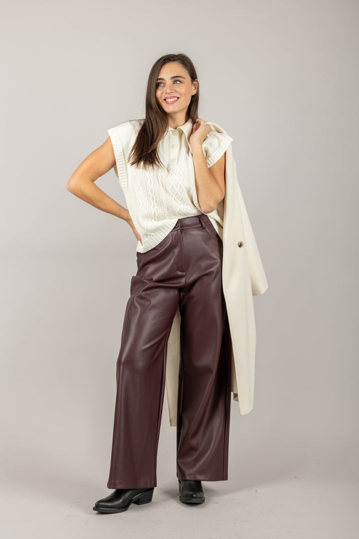 TENSIONE IN - D80967 - GILET CON COLLETTO E RICAMI