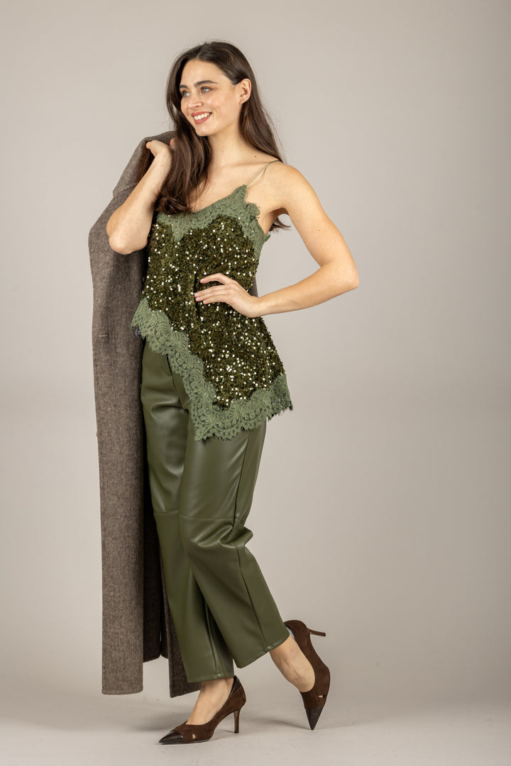 TENSIONE IN - W25TC78 - TOP ASIMMETRICO CINIGLIA PAILLETTES